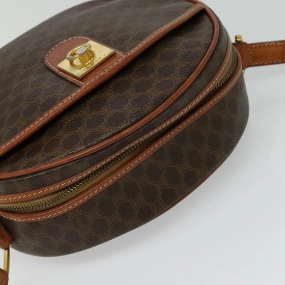 CELINE Macadam Canvas Shoulder Bag PVC Leather Brown Gold Auth - Picture 7 of 16